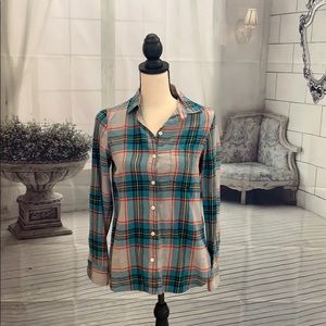 Womens Flannel Shirt- Button-Down Cotton